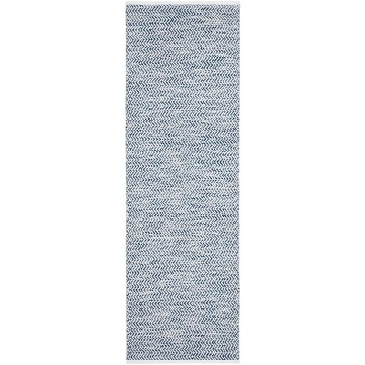 Coastal Blue Herringbone Handwoven Indoor Rug