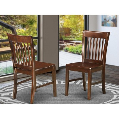 Mahogany Slat Back Solid Wood Dining Chairs, Set of 2