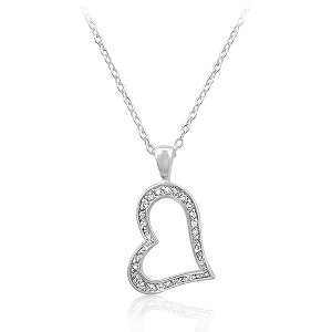 Slickblue Classic Heart Silhouette Pendant Necklace, Rhodium Plated, 16-Inch Chain + Extender, .27 Ct CZ - 1 of 3