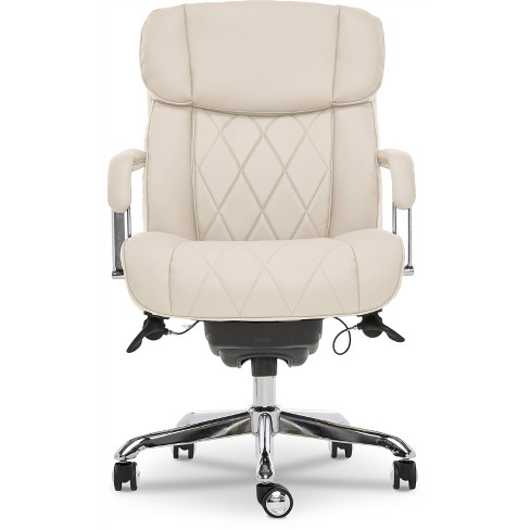 Sutherland Quilted Leather Office Chair With Padded Arms Ivory