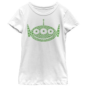Girl's Toy Story St. Patrick's Day Little Green Men Shamrock Fill T-Shirt - 1 of 4