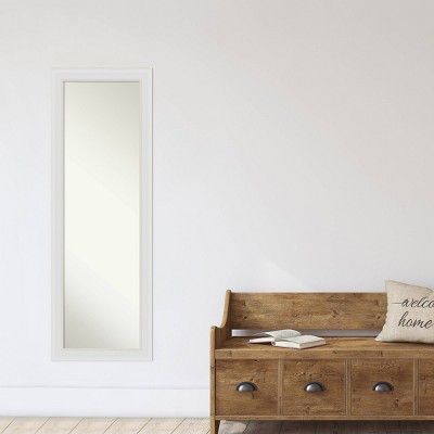 Elegant Soft White Full-Length Rectangular Wood Mirror with Silver Highlights