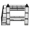 Kumasinova Twin-Over-Twin Metal Castle-Shaped Bunk Bed with Wardrobe & Storage Staircase, Loft Bed Frame with Open Cabinets  for Kids' Bedroom - 3 of 4
