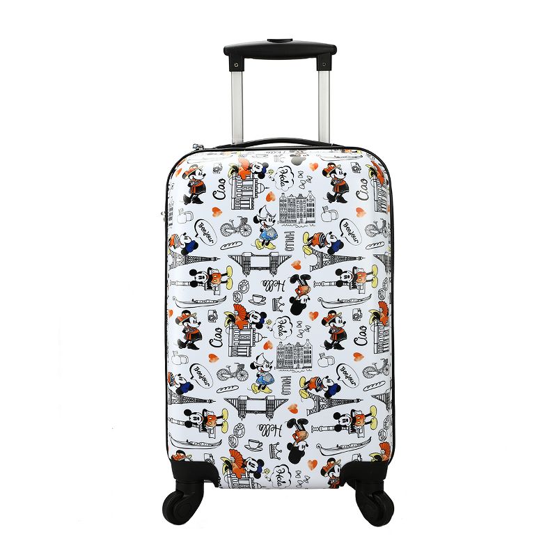 Disney Mickey Mouse and Minnie Mouse 20" White Carry-On Luggage with Rolling Wheels, 1 of 7