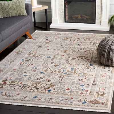Ivory and Sage Vintage Persian Flat Woven Area Rug 5' x 7'