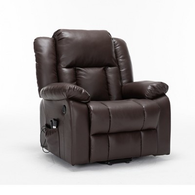Large Power Lift Recliner Chair Sofa with Massage and Heat for Big and Tall Elderly People, 3 Positions,  and USB Ports, Faux Leather