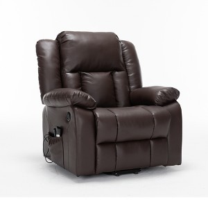 Large Power Lift Recliner Chair Sofa with Massage and Heat for Big and Tall Elderly People, 3 Positions,  and USB Ports, Faux Leather - 1 of 4