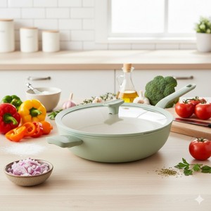 BergHOFF Leo Balance Nonstick Ceramic 12.75" Wok Pan 6.2qt., Glass Lid - 1 of 4