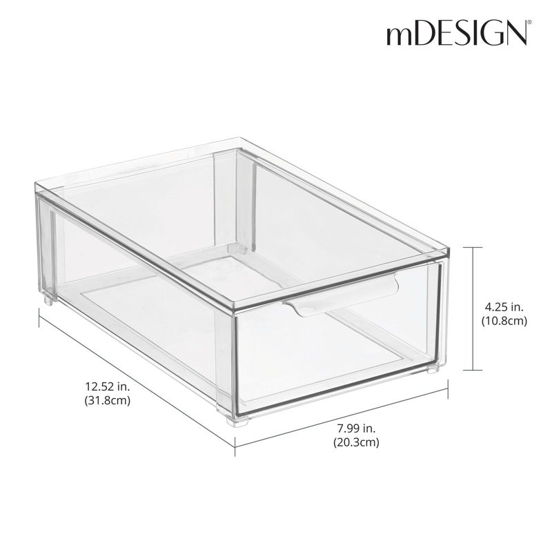 mDesign Plastic Stackable Kitchen Pantry Storage Organizer with Drawer, 4 of 10