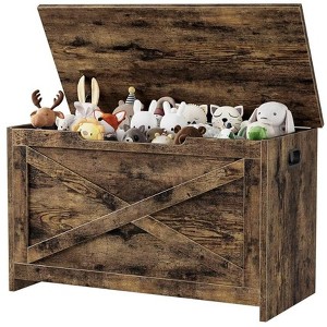 30 in Storage Chest, Wooden Storage Bench with Safety Hinge, Easy Assembly, Large Toy Chest for Entryway - 1 of 1