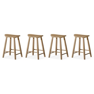 Maven Lane Luna Backless Modern Dining Kitchen Stool with Narrow Saddle Seat, Set of 4
