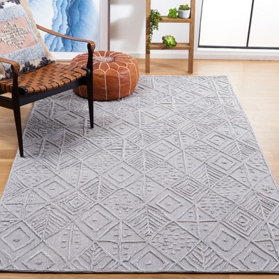 Gray Hand-Tufted Wool Geometric 3' x 5' Area Rug