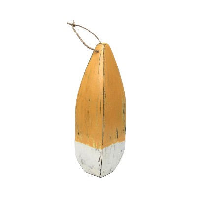 Beachcombers 16.1" Decorative White & Yellow Buoy Decorative Home Figurine
