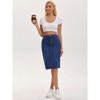 INSPIRE CHIC Women's High Waist Back Slit Stretch Denim Casual Sheath Midi Jean Skirts - 3 of 4
