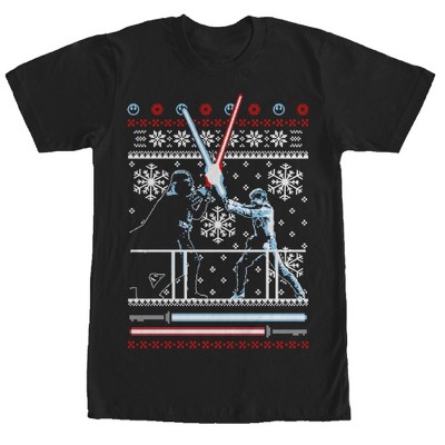 Men's Star Wars Ugly Christmas Duel  T-Shirt - Black - Large