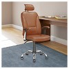 Workspace Executive Office Chair Leatherette Light Brown - CorLiving: Contoured Support, Chrome Base, Swivel - 4 of 4