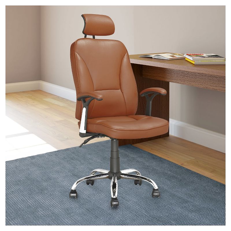 Workspace Executive Office Chair Leatherette Light Brown - CorLiving, 4 of 5
