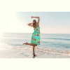LA LEELA Women's House Daily Routine Evening Wear Boho Smocked Mini Flowy Casual Backless Dress Tube Top Strapless for Women One Size Blue, Floral - 3 of 4