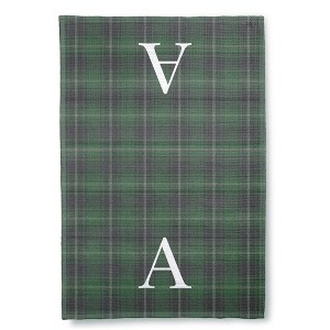Personalization Mall Christmas Plaid Waffle Weave Kitchen Towel, Green Plaid - 1 of 4