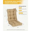 Aoodor Outdoor Tufted Back Cushions Patio Replacement Chair Cushion with Ties, Water and Fade Resistant for All Weather, Set of 2 - 4 of 4