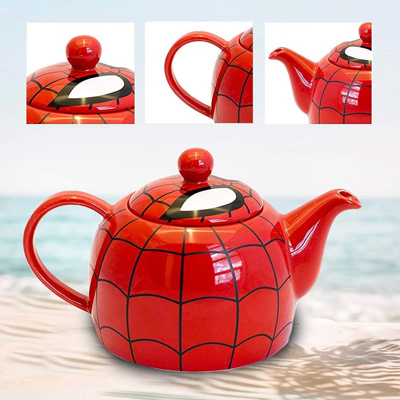 Marvel Spider-Man Ceramic Teapot with Web Mask Detail Lid, 4 of 5
