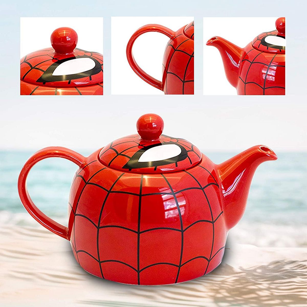 Marvel Spider-Man Ceramic Teapot with Web Mask Detail Lid - thumbnail 4