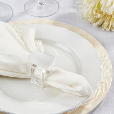 Clear Selenite and Acrylic Napkin Rings, Set of 4