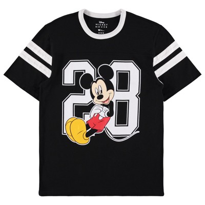 Ladies Mickey & Minnie Mouse Shirt - Classic Mickey & Minnie Mouse - Disney Mickey & Minnie Varsity Stripe Sleeve Athletic Tee