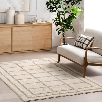 Nuloom Brynne Geometric Blocks Wool Premium Machine Washable Area Rug
