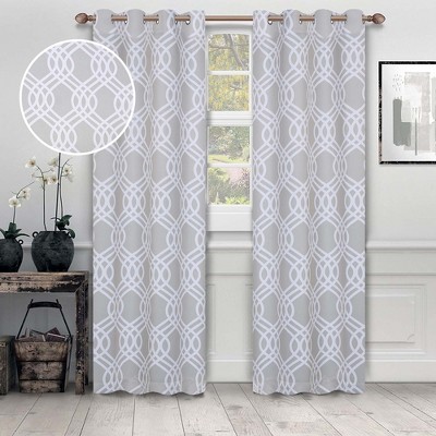 Scrolling Ribbon Trellis Room Darkening Semi-Blackout Curtains, Set of 2 by Blue Nile Mills