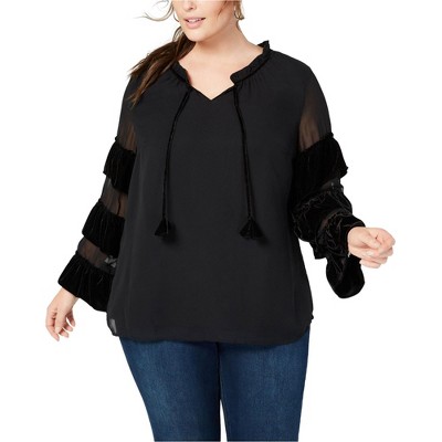 Style & Co. Womens Velvet Illusion Pullover Blouse