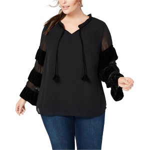 Style & Co. Womens Velvet Illusion Pullover Blouse - 1 of 1