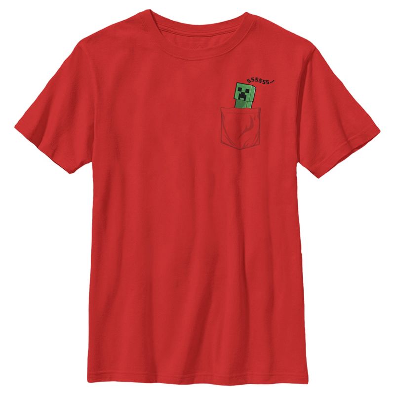 Boy's Minecraft Faux Pocket Creeper T-Shirt, 1 of 5