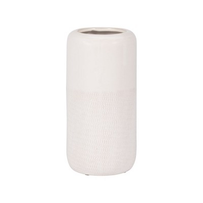 Sagebrook Home Ceramic Vase Contemporary Grooved Design Decorative Table Accent