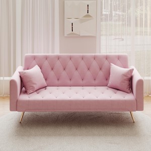 APRILSOUL  71"foldable double sofa, with American retro style, made of velvet material, suitable - 1 of 4