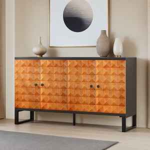Modern Style Buffet Cabinet,Sideboard Buffet Cabinet With Storage,Storage Cabinet with 4 Diamond-shaped relief Doors - Leovsnove - 1 of 4