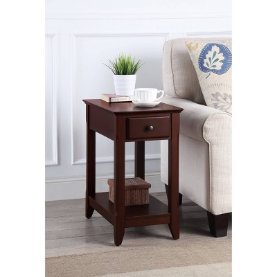 Espresso Wood Rectangular Accent Table with Storage Drawer