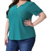 Agnes Orinda Women's Plus Size Summer Eyelet V Neck Short Sleeve Blouse - 2 of 4