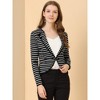 INSPIRE CHIC Women's Regular Fit Notched Lapel Button Decor Striped Blazer - 3 of 4