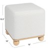 Storied Home Square Boucle Upholstered Ottoman, Cream - 2 of 4