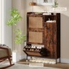 Acekool 3-Tier Shoe Cabinet with Natural Rattan Flip Drawers, Adjustable Shelves & Open Storage, Entryway Organizer in Multiple Finish - 3 of 4