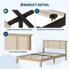 Bed Frame with Natural Rattan Headboard, Full Size, 4 Storage Drawers, Wooden Slats, Boho-Style Cane Support, Metal Base - 3 of 4