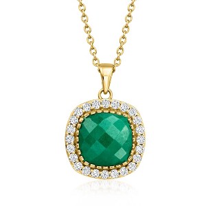 Ross-Simons 5.75 Carat Emerald and 1.10 ct. t.w. White Topaz Pendant Necklace in 18kt Gold Over Sterling Size 18 - 1 of 3