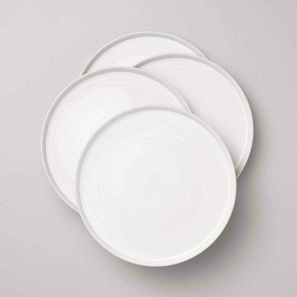 Photos - Other kitchen utensils 4pk 10.5" Flared Brim Stoneware Dinner Plates Vintage Cream - Hearth & Han