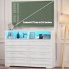 8-Drawer White Dresser with Charging Station & LED Lights, Wood Chest for Bedroom, Living Room, Hallway, Entryway - 4 of 4