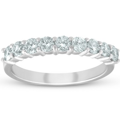 Pompeii3 1/2ct Diamond 9-Stone Womens Wedding Ring 14k White Gold