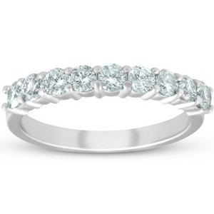 Pompeii3 1/2ct Diamond 9-Stone Womens Wedding Ring 14k White Gold - 1 of 4