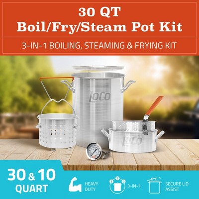 30-Quart Silver Aluminum Boiling and Steaming Pot Kit