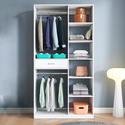 74.8" Freestanding Closet System, Large Walk in Closet Organizer with 2 Hanging Rods and Shelves, Armoire Wardrobe Closet for Bedroom Mudroom