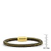 Steeltime Men's black braided leather and 18k gold plated stainless steel bracelet - 3 of 4
